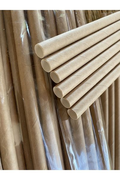 MY ZEY 8mm*200mm (Paper Straw) Brown Kraft Paper Straw 100pcs