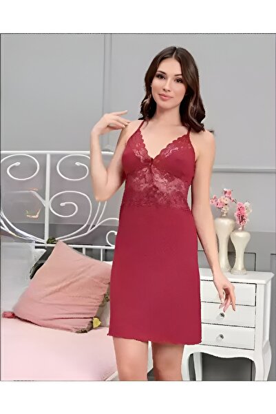 PİJAMMA İP ASKILI SADE DANTELLİ GECELİK