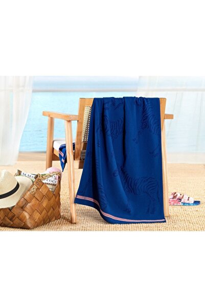 VINIA Πετσέτα θαλάσσης Madame Coco Laure 100% βαμβακερή σκούρα μπλε 70x150 εκ.
