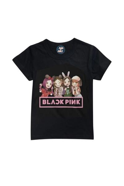 RYO FASHİON BLACK PINK GROUP Παιδικό μπλουζάκι με στάμπα και κοντά μανίκια, Μ...