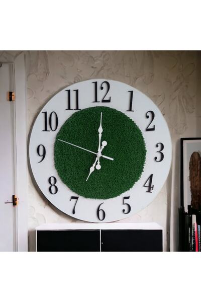 Bahat Çimli Ahşap 3D Mutfak Salon Ofis Duvar Saati 34 cm Camsız