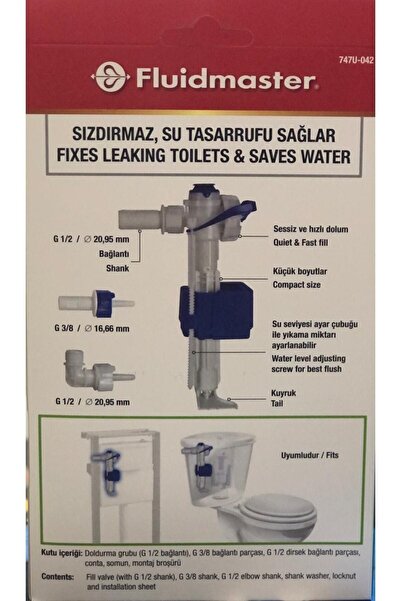 Fluidmaster Vitra,kale,serel,creavit,bocci Uyumlu Flatör 747 3 Lü Montaj Seti