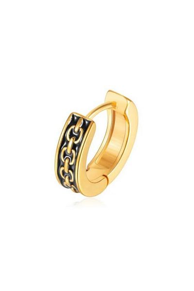 Jaida Moda Unisex Gold Interlocking Chain Model Retro Steel Hoop Earrings