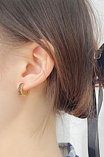 Jaida Moda Unisex Gold Interlocking Chain Model Retro Steel Hoop Earrings