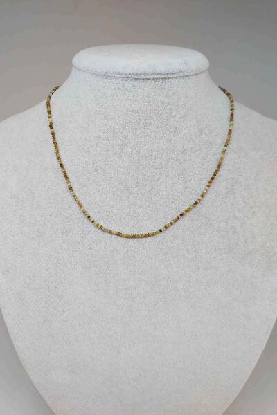 Yasamtohumu قلادة من حجر العقيق الأخضر (العقيق) (العقيق) مقاس 2 مم (مع مشبك ث...