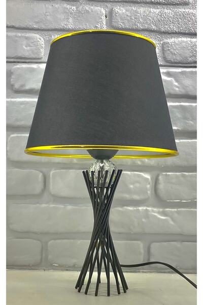 365GUNSERİSONU عاكس الضوء ذو الساق المعدنية السوداء والزجاج والكريستال مع قبع...