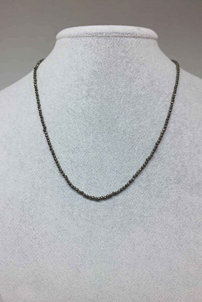 Yasamtohumu قلادة من حجر البيريت مقاس 2 مم (مع مشبك ثابت)
