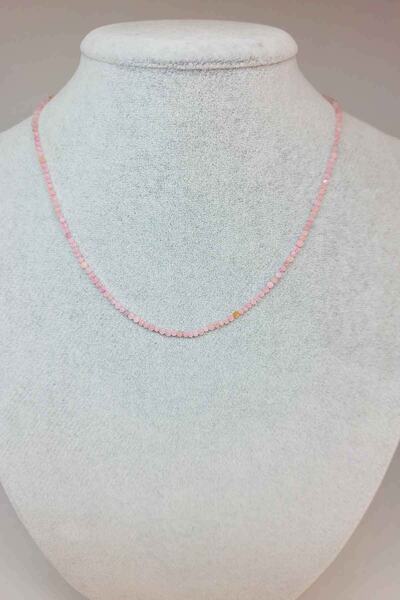 Yasamtohumu Pembe Opal Taşı 2mm Kolye (SABİT KLİPSLİ)