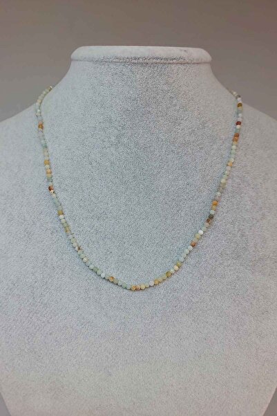 Yasamtohumu قلادة من حجر أمازونيت 2 ملم (مع مشبك ثابت)