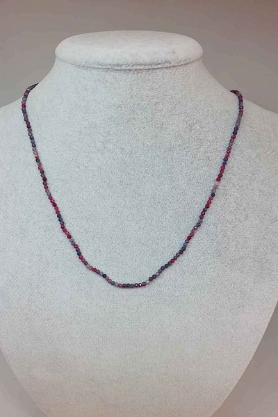 Yasamtohumu Ruby & Sapphire Gem Mixed 2mm Necklace (WITH FIXED CLIP)