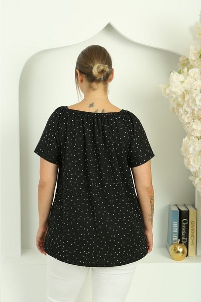 HÜLYA BUTİK DOT PATTERNED MADONNA BLOUSE