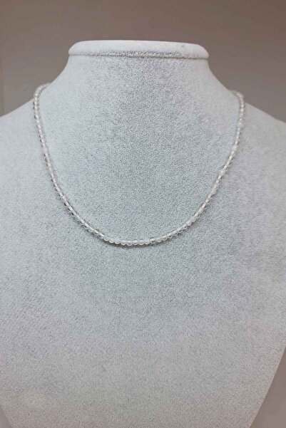 Yasamtohumu قلادة من حجر الكوارتز الكريستالي مقاس 3 مم (مع مشبك ثابت)