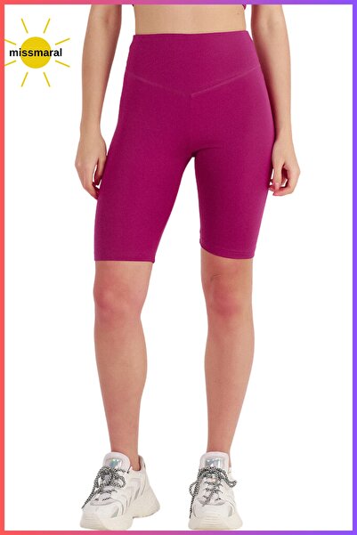 missmaral Women's Short Leggings Seasonal Sports Shorts Plum Recovery High Waist Comfortable and Stylish 1070