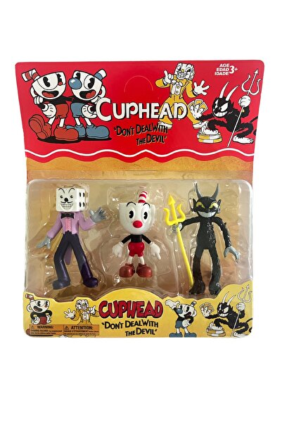UDATOYS Fincan Kafa Cuphead Oyuncak Karakter Seti 3lü