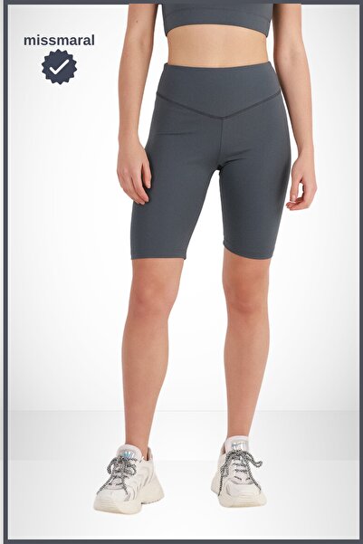 missmaral Kadın Yüksek Bel Toparlayıcı Tayt Kısa Spor Şort Deniz > Havuz > Spor Biker Shorts Antrasit 1070