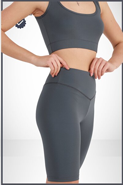 missmaral Kadın Yüksek Bel Toparlayıcı Tayt Kısa Spor Şort Deniz > Havuz > Spor Biker Shorts Antrasit 1070