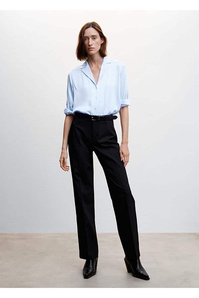 MANGO Woman Collared Flowy Shirt