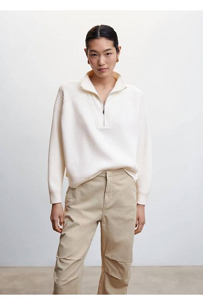 MANGO Woman High Collar Zippered Sweater