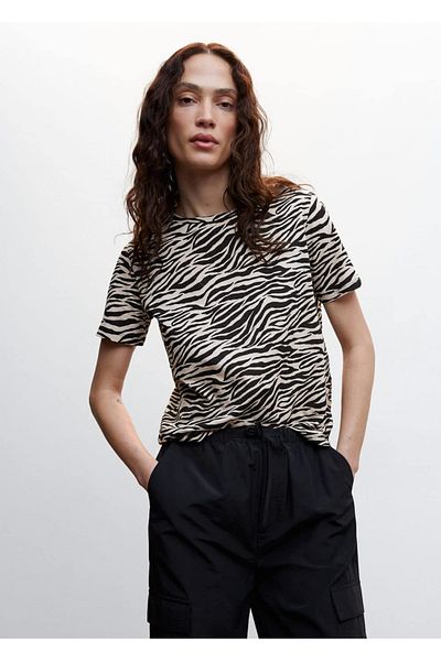 MANGO Woman Animal Pattern T-Shirt