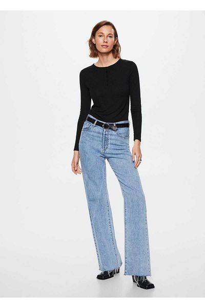 MANGO Woman Buttoned Ribbed T-Shirt