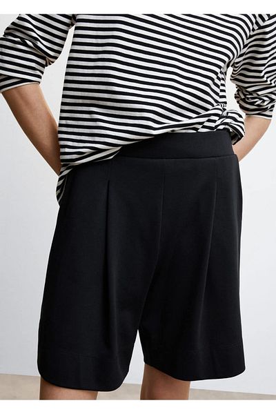 MANGO Woman Pleated Bermuda Shorts