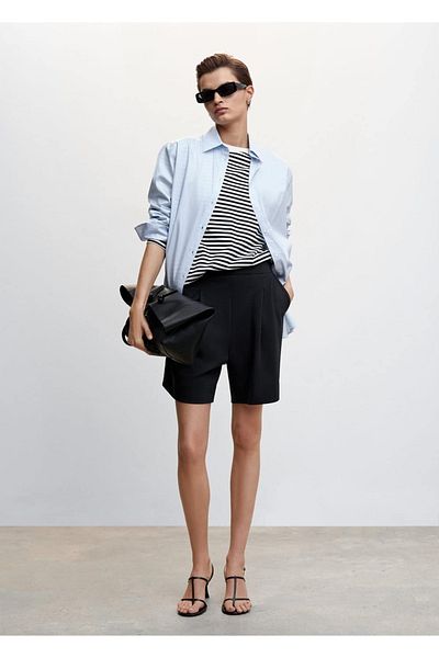 MANGO Woman Pleated Bermuda Shorts