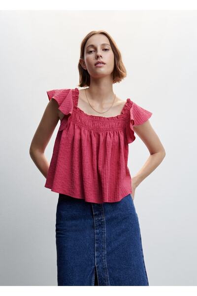 MANGO Woman Çizgi Dokumalı Bluz