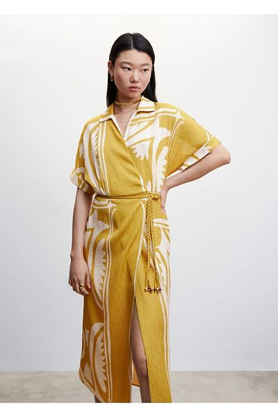MANGO Woman Wzorzysta sukienka koszulowa