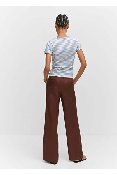 MANGO Woman Ριγέ υφαντό μπλουζάκι