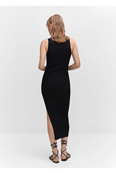 MANGO Woman Yırtmaçlı Ribana Triko Elbise