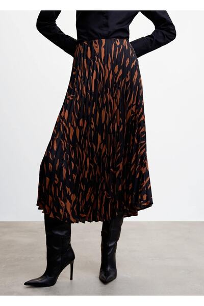 MANGO Woman Fustă plisată cu modele abstracte