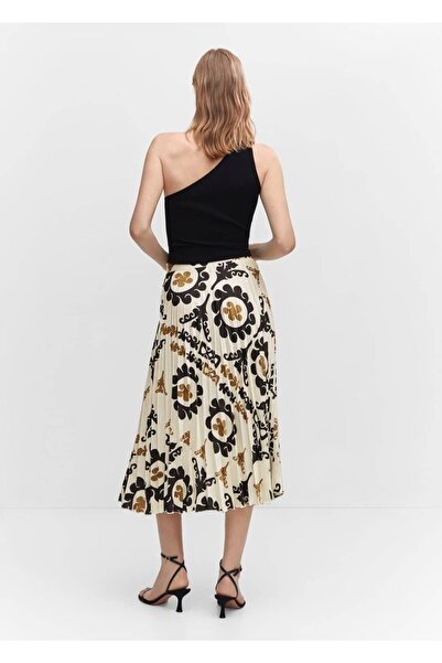 MANGO Woman Desenli Pilili Etek