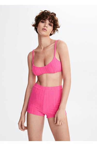 MANGO Woman Çizgili Dokulu Şort