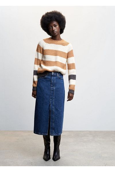 MANGO Woman Round Neck Striped Sweater