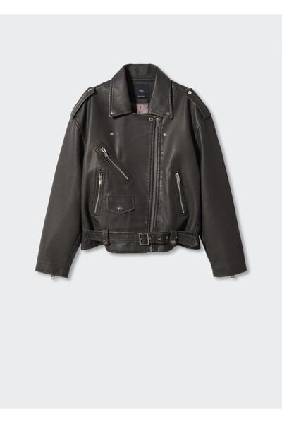 MANGO Woman Eskitilmiş Görünümlü Biker Ceket