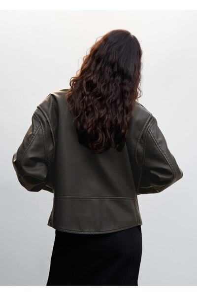 MANGO Woman Eskitilmiş Görünümlü Biker Ceket