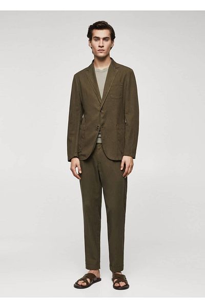 MANGO Man Μπουφάν Blazer από λινό, βαμβακερό και λεπτή εφαρμογή