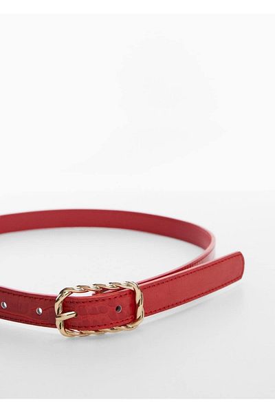 MANGO Woman Embossed Buckle Belt