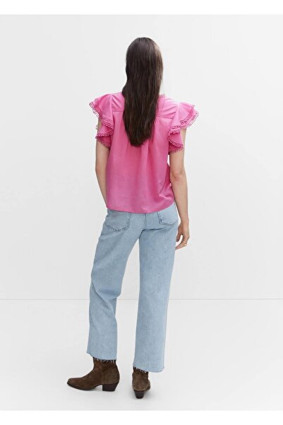 MANGO Woman Fırfırlı işlemeli gömlek