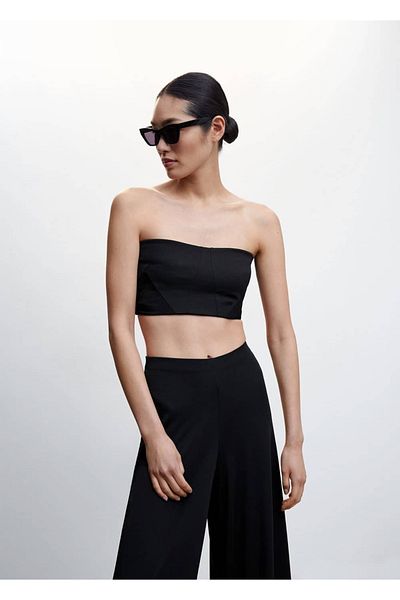 MANGO Woman Bandeau Style Paneled Blouse