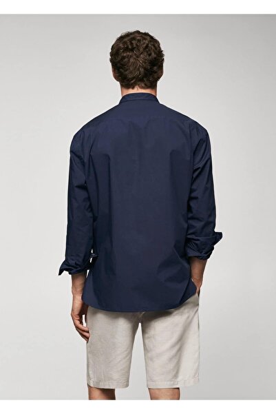 MANGO Man Βαμβακερό πουκάμισο με γιακά hakim με λεπτή εφαρμογή