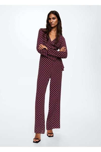 MANGO Woman Overal s detailným vzorovaným uzlom