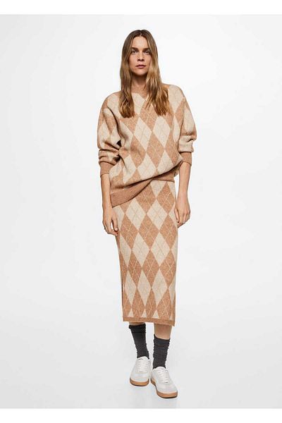 MANGO Woman Sweater - Diamond Pattern