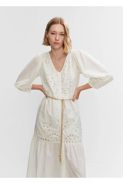 MANGO Woman Rochie cămașă cu găuri