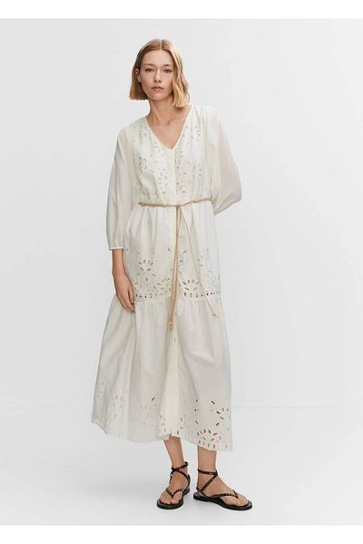 MANGO Woman Rochie cămașă cu găuri