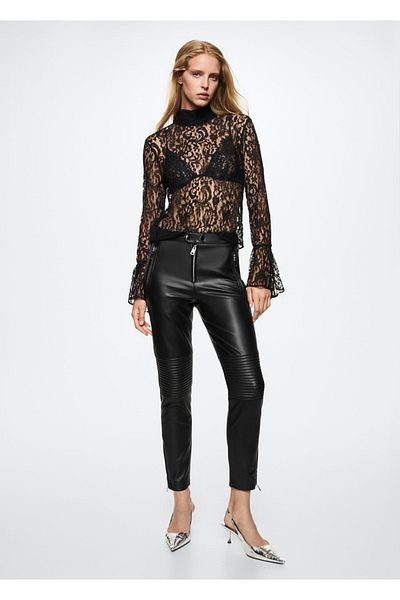 MANGO Woman Leather Look Skinny Trousers