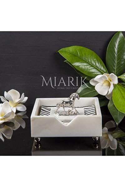 MIARIK DESIGN & DEKORASYON Beyaz Mermer Kare Peçetelik