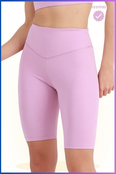 missmaral Kadın Yüksek Bel Toparlayıcı Tayt Kısa Spor Şort Deniz > Havuz > Spor Biker Shorts Lila 1070