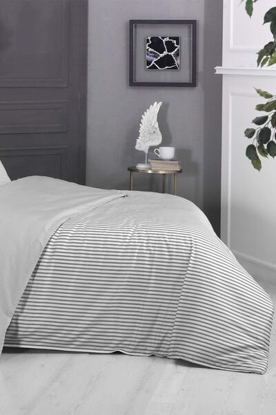 Sarev Tommy Gray Double 100% Cotton Satin 233 TC Duvet Cover Set