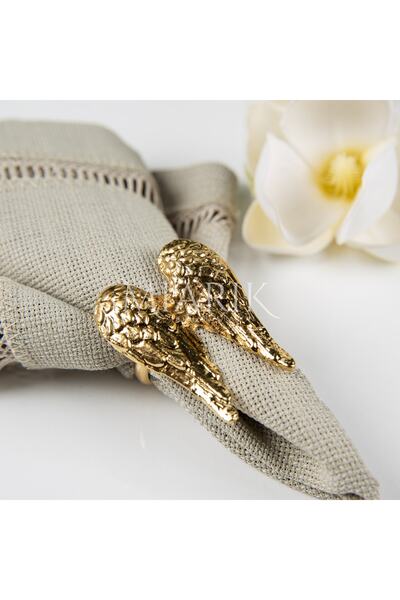 MIARIK DESIGN & DEKORASYON Döküm 6’lı Melek Kanadı Peçete Halkası Peçete Yüzü...